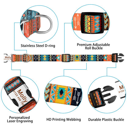 Patterned Personalised Dog Collar